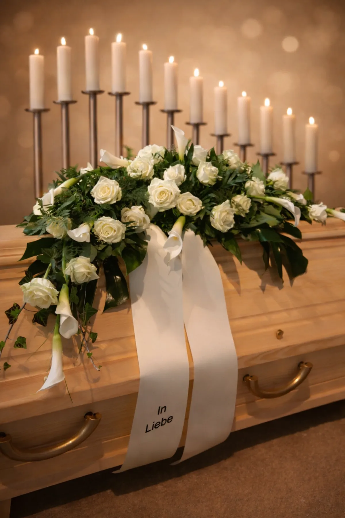 7103 – Asymmetrisches Gesteck mit weißen Rosen
